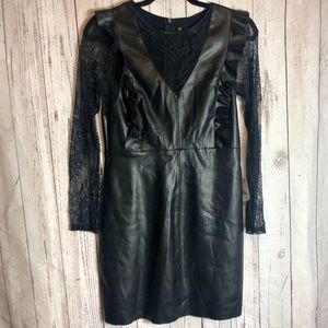 NWT ZARA | Black Lace Leather Dress Size Medium